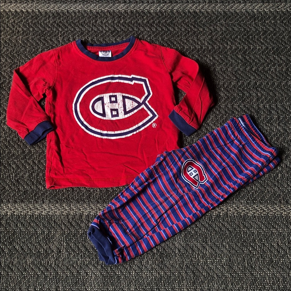 NHL Red and Blue Kids Pajama Set with Team Logo